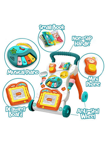 We Happy Baby Walker with Music and Toys Multi Functional Early Learning, Fine Motor, Limb Training Trolley Detachable Piano, Rattle, Lights, Phone - 6+ Months