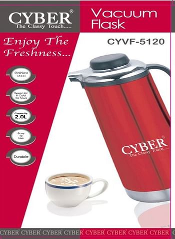 Cyber Stainless Steel Vacuum Flask, 2.0 Ltr - Red