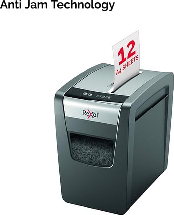 Rexel X312-SL 12 sheets Slimline Momentum Cross Cut Paper Shredder, 23 Liter Bi -  Black