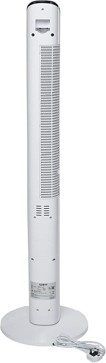 KHIND 45 Inch Tower Fan with 7.5 Hour Timer Function, Whisper-Quiet Operation, Touch Screen and Overheat Protection, Space-Saving Design, ideal for Bedrooms and Offices FD301R - White