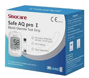 SINOCARE Test Strips for Safe AQ pro I (50 strips and 50 lancets)