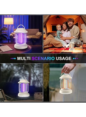 Electric Mosquito Zapper Lamp and Insect Trap with UV Light - USB Rechargeable Mosquito Lamp with Night Light and Camping Light Indoor Outdoor - Multicolour