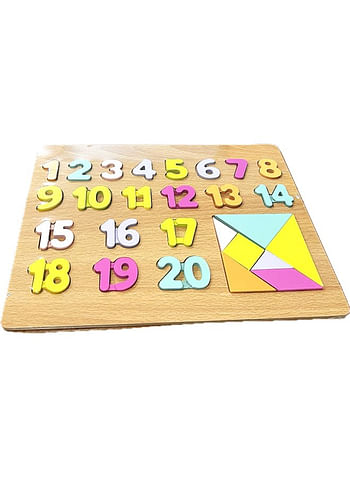 We Happy 28 Pieces Wooden Learning 123 Puzzle, Early Education Activity Numbers Board Toy for Toddlers