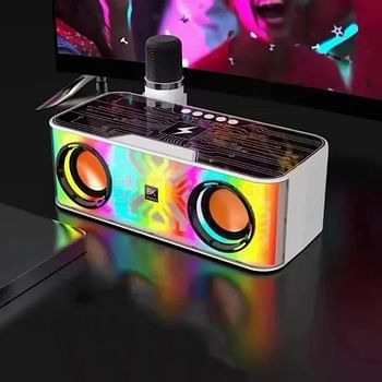 Bluetooth Speaker Portable HM-A9Pro Transparent RGB Lighting Double Horn Subwoofer with Wireless Charging