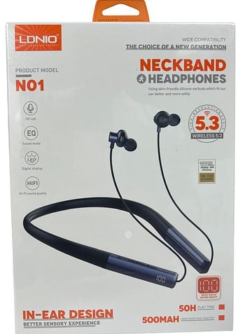 LDNIO NO1 Neckband Wireless Bluetooth Headset, Sports Running Headphones, in Ear Hi-Fi Stereo Gamers Earbuds (Multicolour)