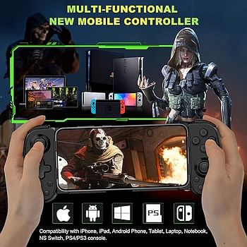 Phone Game Controller D6 for iPhone 16/Android/PC/Switch Play COD Genshin Diablo Support Streaming on PS5/PS4/Xbox/PC Console, Cloud Gaming Wireless Gamepad Joystick Turbo/6-Axis Gyro/Dual Motor Best Gift For Family and Friends in Christmas and New Year