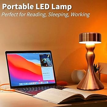 Touch Sensor Bar Table Lamps Portable Cordless Chargeable Battery LED Desk Lamp Night Lights Bedroom Bedside Restaurant Led Light Rose Gold