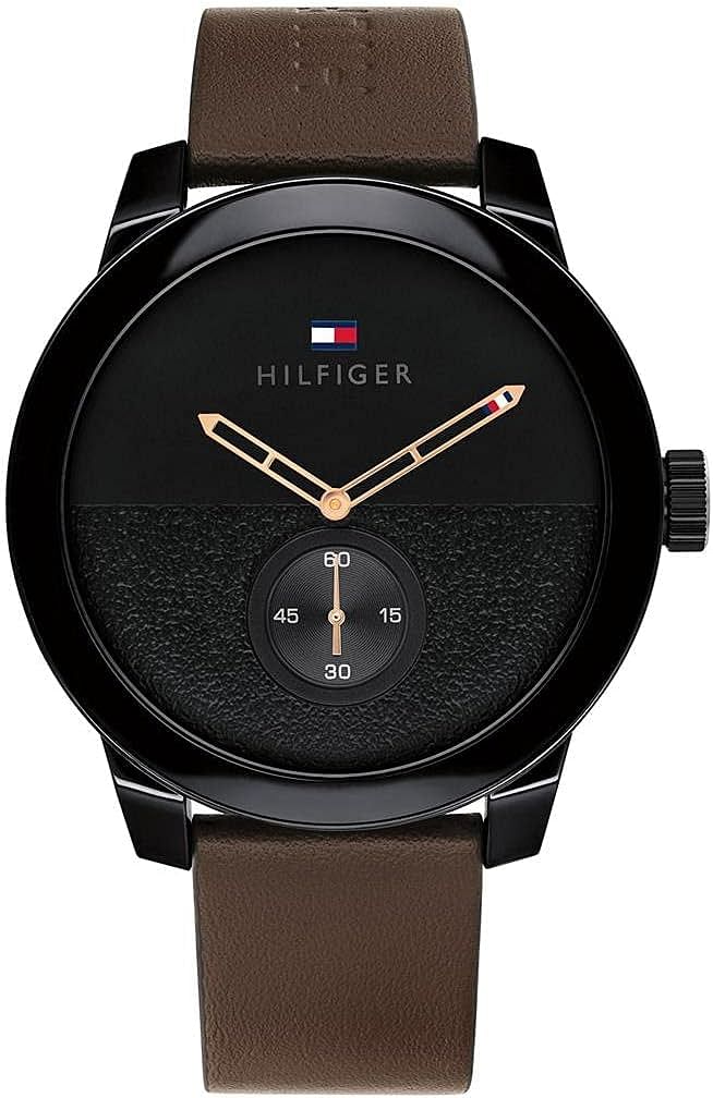 Tommy Hilfiger Denim Men's Black Dial Watch 1791801 - Brown