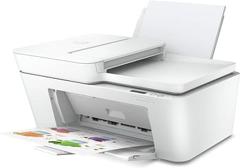 طابعة HP Deskjet Plus 4120 متعددة الوظائف لاسلكية تدعم الطباعة والنسخ والمسح الضوئي وإرسال الفاكسات عبر الهاتف المحمول - باللون الأبيض