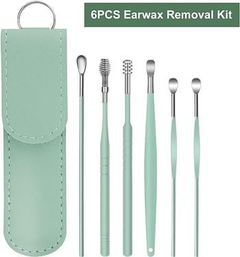 Stainless Steel Ear Wax Removal Tool 6Pcs Set Clean Remover Portable Earpick Set