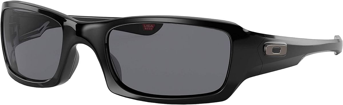 Oakley Men's Sunglasses Rectangular Fives Squared - Polished Black/Grey