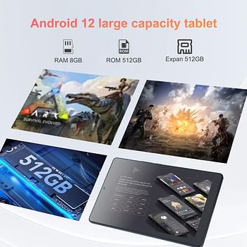 C idea 9 inch Tablet,8GB+512GB,WiFi 5G LTE, Android 12 Tablet Expandable 512GB TF 5MP+8MP Dual Camera With Case, Tablet for Adult and Teenager, CM915(Grey)