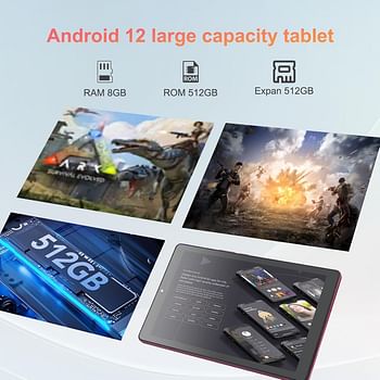 C idea 9 inch Tablet, Android 12.0 Tablet with SIM Card Slot and Wifi 8GB RAM,512GB ROM Storage Dual 5MP+8MP Camera HD IPS Display,CM915 (Red)