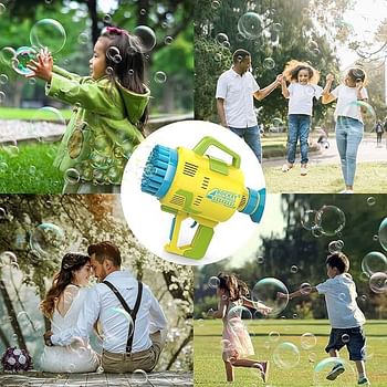 New Upgraded Hand-held Electric Blower 48 Holes Bubble Machine Toddlers Outdoor Garden Party Soap Water High Quality Summer Fun Bubble Gun with Bright LED Light For Kids Outdoor Party Wedding Gift For Boys Girls Yellow/Blue