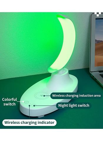 LED Crescent Moon Table Lamp with Wireless Charging Base – Illuminate and Power Up