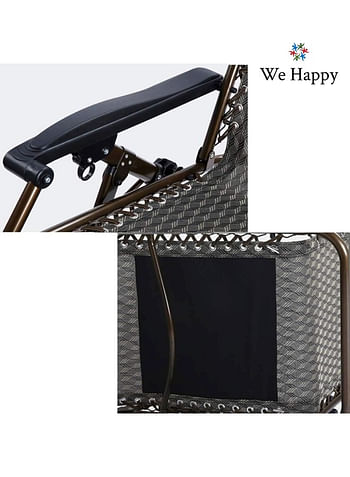 We Happy Folding Recline Camping Chair for Outdoor and Indoor Lounge Portable Patio Pool Beach and Lawn Recliner - Black