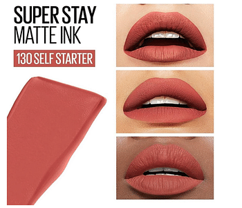 Maybelline New York Liquid Matte Lipstick, Long Lasting, 16hr Wear, Superstay Matte Ink, 130 Self Starter, 5ml