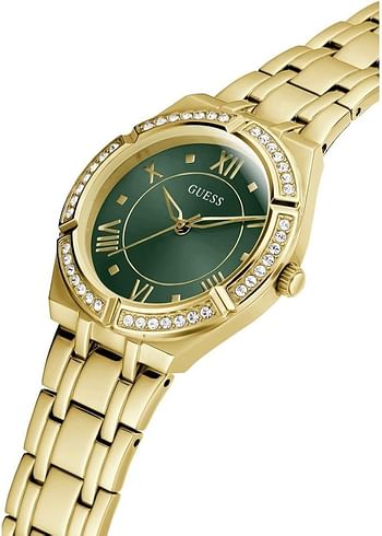 Guess Women's Gold Tone and Green Dial Analog Watch GW0033L8