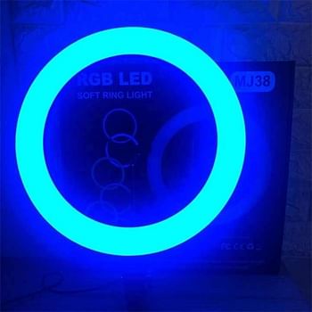 MJ38 RGB Circle Photography Lighting Led RGB Ring Light with Phone Tripod Stand for Selfile Live