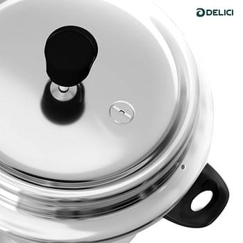 Delici Dripless 7 Litre Pressure Cooker ADPC7E Virgin Aluminium Build  Specially Designed Handle Food Grade Rubber Gasket Gasket Release System  Quality Pressure Regulator