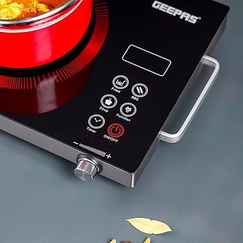 Geepas Digital Infrared Cooker with 4 Digit Led Display Stainless Steel Body 10 Levels Of Watt Setting 2000W Gic6920Nv