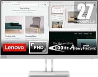 Lenovo L27e-40 27 Inch VA FullHD 100Hz Anti-glare Monitor With HDMI, VGA, AMD FreeSync,Tilt Stand-Cloud Grey