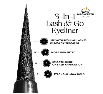 Velour Magnetic Lash & Go Eyeliner - Fine Tip Liquid Magnetic Eyeliner + Lash Glue Hybrid for Magnetic Eyelashes & False Lashes - 2-in-1 Self Adhesive Eyeliner for Magnetic Lashes - 3.5 ml (Black)