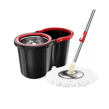 Mop and Bucket with Wringer Set, 360° Rotating Head Mop Bucket System, 3 Microfiber Mop Heads for Floor Cleaning