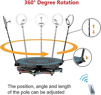 360 Photo Booth Machine Free Customize Logo APP Remote Control Live Streaming Spin Camera Booth with LED Light for Parties Wedding Business Event