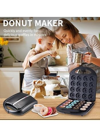 SOKANY SK-08002 1400W Donut Maker, Mini Doughnut Maker for 16 Mini Doughnuts, Non-Stick Coating, Automatic Temperature Control