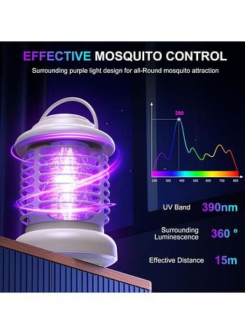 Electric Mosquito Zapper Lamp and Insect Trap with UV Light - USB Rechargeable Mosquito Lamp with Night Light and Camping Light Indoor Outdoor - Multicolour