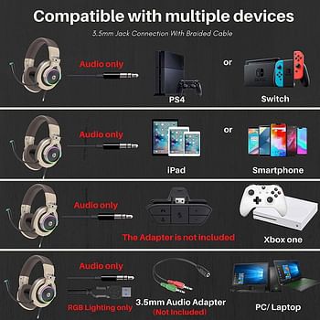 HP H500GS USB Wired Gaming Headphones 50mm Drivers 7 1 Stereo Bass Sound RGB LED Lighting Noise Isolating Over Ear Gaming Headset with Adjustable Mic for PS5/PS4/Xbox One/PC