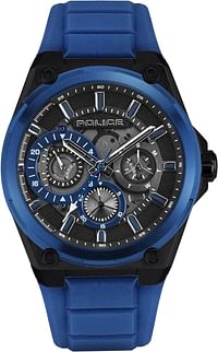 Police salkantay Men's Analog Quartz Watch with Silicone Strap PEWJQ2203240 44 mm - Blue