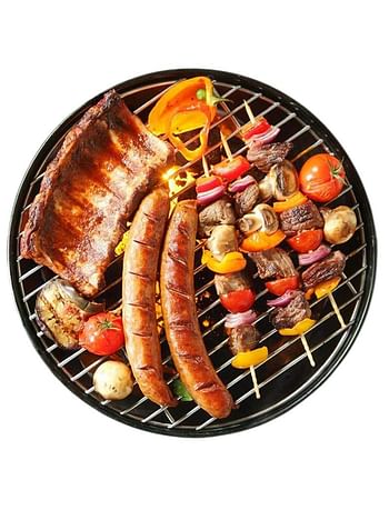 Charcoal BBQ Kettle Grill, 17 Inch, Original Kettle Premium Charcoal Grill, Outdoor Courtyard, for Outdoor Barbecue Grill, Double Layer Grid