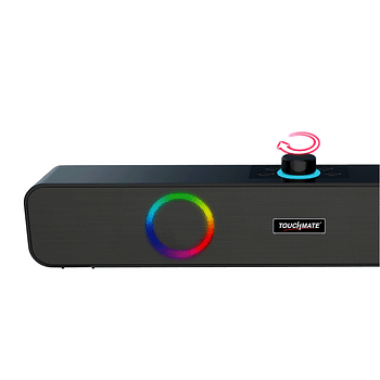 TOUCHMATE Bluetooth Soundbar Speaker with RGB Lights, Volume Knob, FM &AUX | Loud BASS | USB & SD Card Support