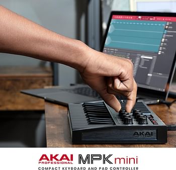 Akai Professional Mpk Mini Mk3 25 Key Usb Midi Keyboard Controller With 8 Backlit Drum Pads, 8 Knobs And Music Production Software Included Mpkmini3 - Grey