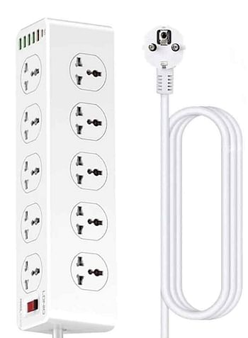 LDNIO Power Strip 2M Cord 10 Outlets with 5 USB-A / Type c, Ultimate Power and Protection