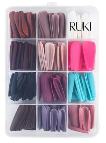 RUKI 144 PCS Nails 12 Grid Different Colours, Artificial Nails, Acrylic Nails 144 Nails with box , Beautiful Fake Nails, reusable, Different shapes and Colors