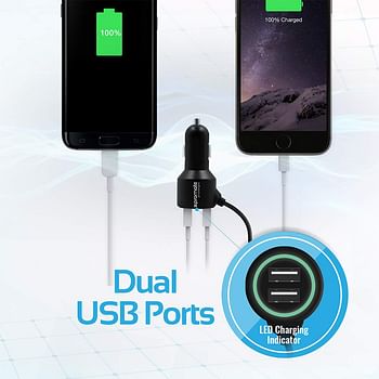 Promate Ultra Fast 3.4A Dual USB Car Charger, Procharge-C2