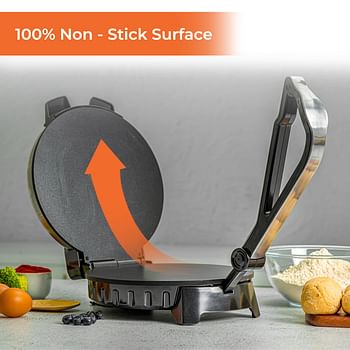 Geepas Mexican Style Tortilla Press Roti/Chapati Maker |Ideal for Making Homemade Tortillas Tacos Flatbreads Chapati Roti Non-stick coating Lightweight & Compact Design