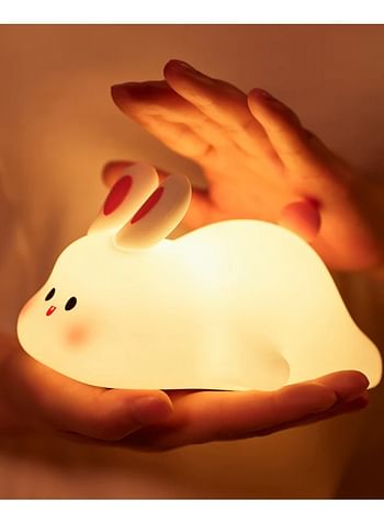 Rabbit Silicone Night Light for Children with Timer Usb Rechargeable Dimming Touch Lamp Sleeping Bedroom Cartoon Animal Decor Gift