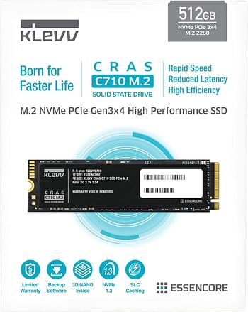 KLEVV CRAS C710 512GB M.2 NVMe PCIe Gen3x4 Internal SSD – Up to 2050MB/s