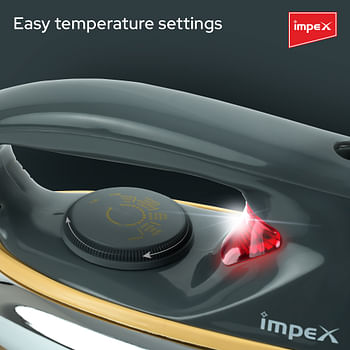 Impex Electric Iron Box Light Weight Non-Stick Ceramic Coated Sole Plate With 5 Temperature Settings For Different Textile | 180 Degree Swivel Cord | Long Life Thermostat And Over Heat Protection 100 ml 1200 W SHOWY Silver