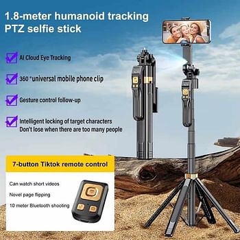 360° face tracking selfie stick, AI face tracking rotation function, 180CM telescopic height gimbal CL11-P