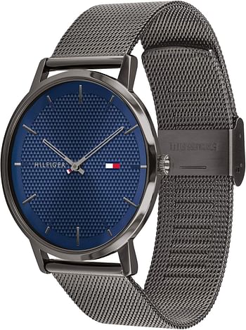 Tommy Hilfiger Men's Navy Dial Ionic Plated Grey 2 Steel Watch - 1791656