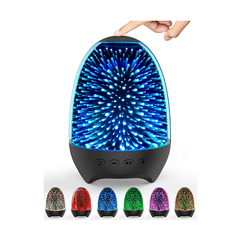 Night Light Bluetooth Speaker 3D Glass Bedside Table Lamp Color LED Night Lamp Touch Control Rechargeable Portable random color