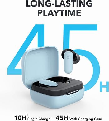 soundcore R50i NC by Anker Noise Cancelling Earbuds, Strong and Smart Noise Cancelling, Powerful Bass, 45H Playtime, 2-in-1 Case and Phone Stand, IP54, Wireless Earbuds, Bluetooth 5.4, App Control - Light Blue