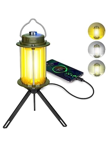 Rechargeable Outdoor Camping Lantern With Power Bank Function, Warm & White Light, Stand & Handle Design