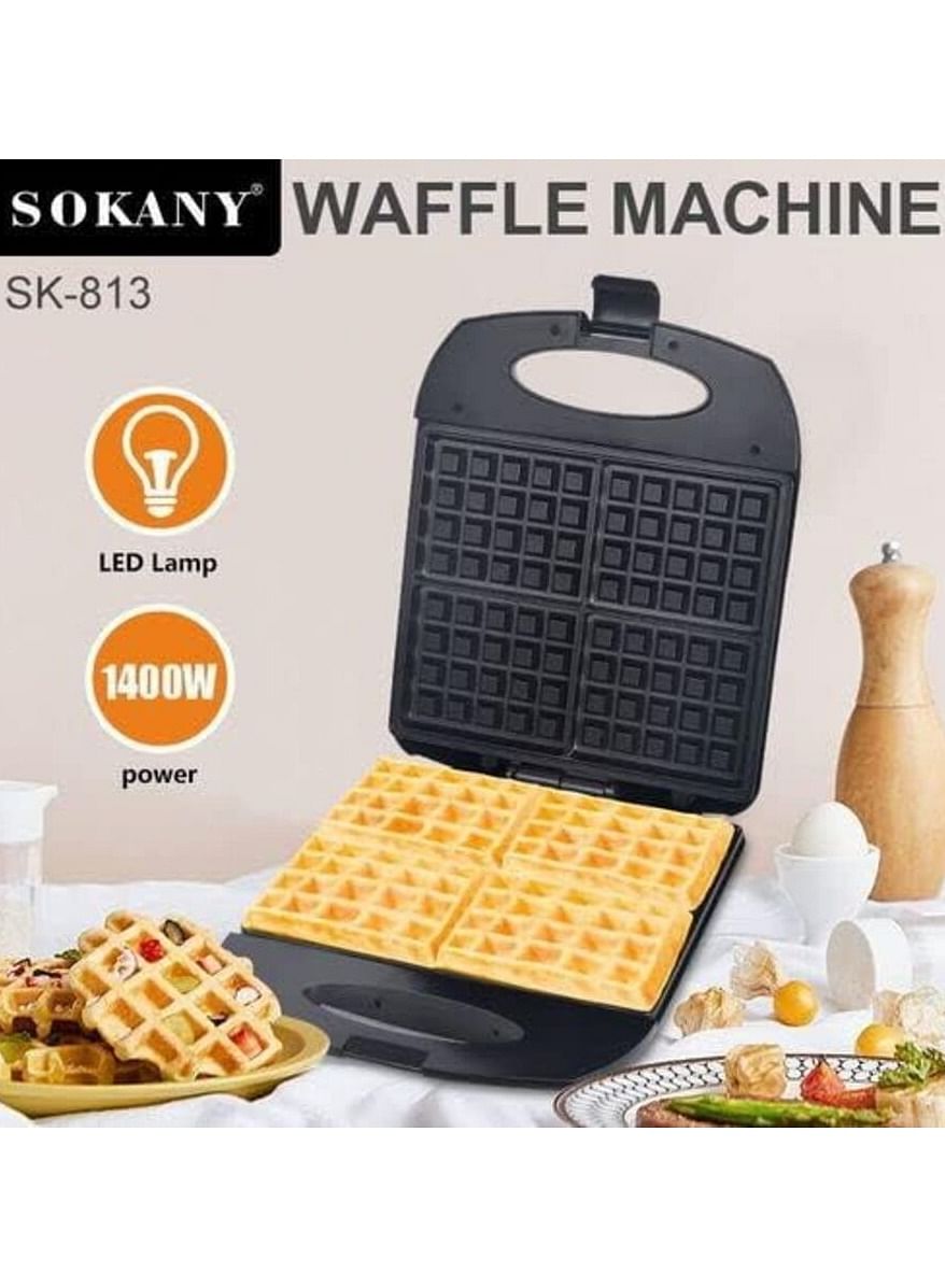 Sokany (SK-813) Waffle Maker 4 Chip - 1400W - Black