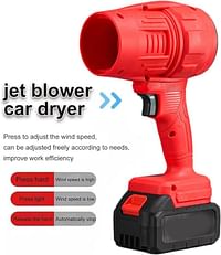 Car Dryer,Turboglass Car Blower,Portable Cordless Car Dryer Air Blower,Handheld High Powered Car Wash Car Blower for Cleaning ,Camping, Outdoor- Red